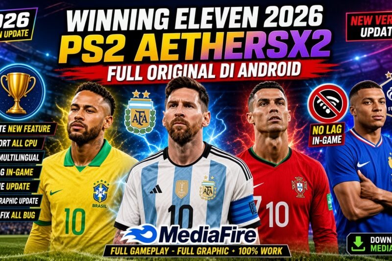 Winning Eleven 2026 PS2 AetherSX2 di Android Terbaru Full Update Transfer & Kits 2026/2027 Ukuran Kecil